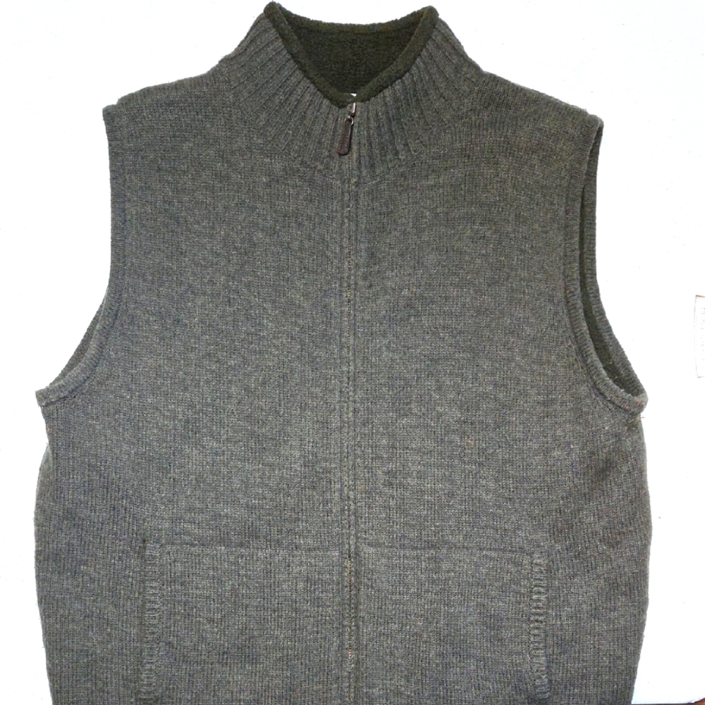 L.L. Bean Wool Blend Full-Zip Sweater Vest forest green large